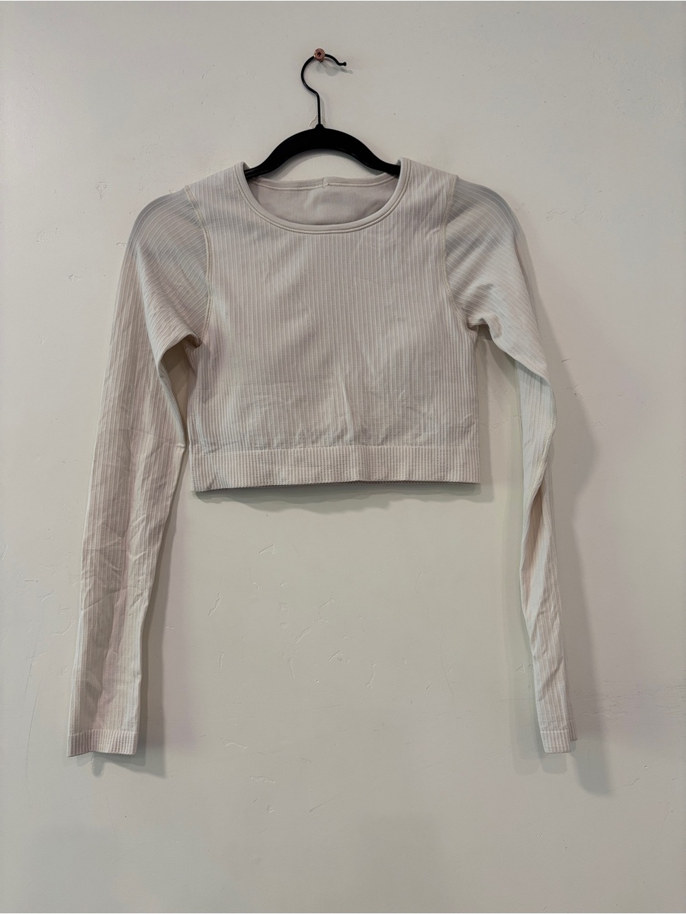 Lululemon Ebb To Street Womens Long Sleeve Crop Shirt Size 6 Natural Ivory
